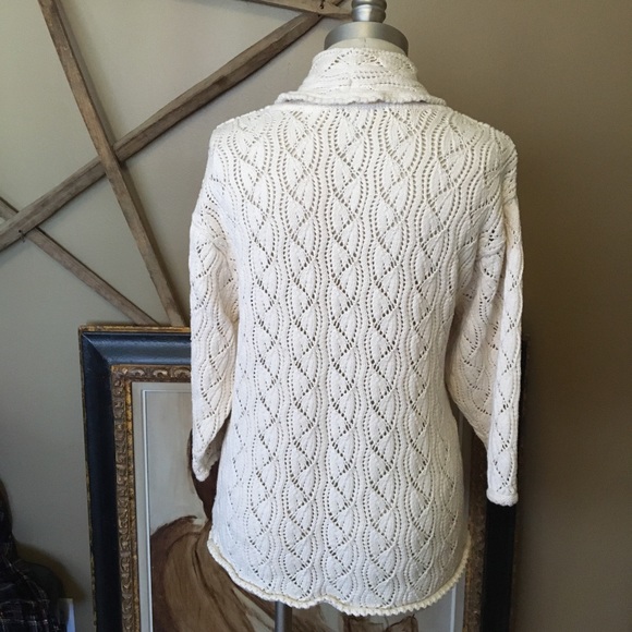 ivory cotton nylon sweater shrug cardigan - Picture 3 of 4